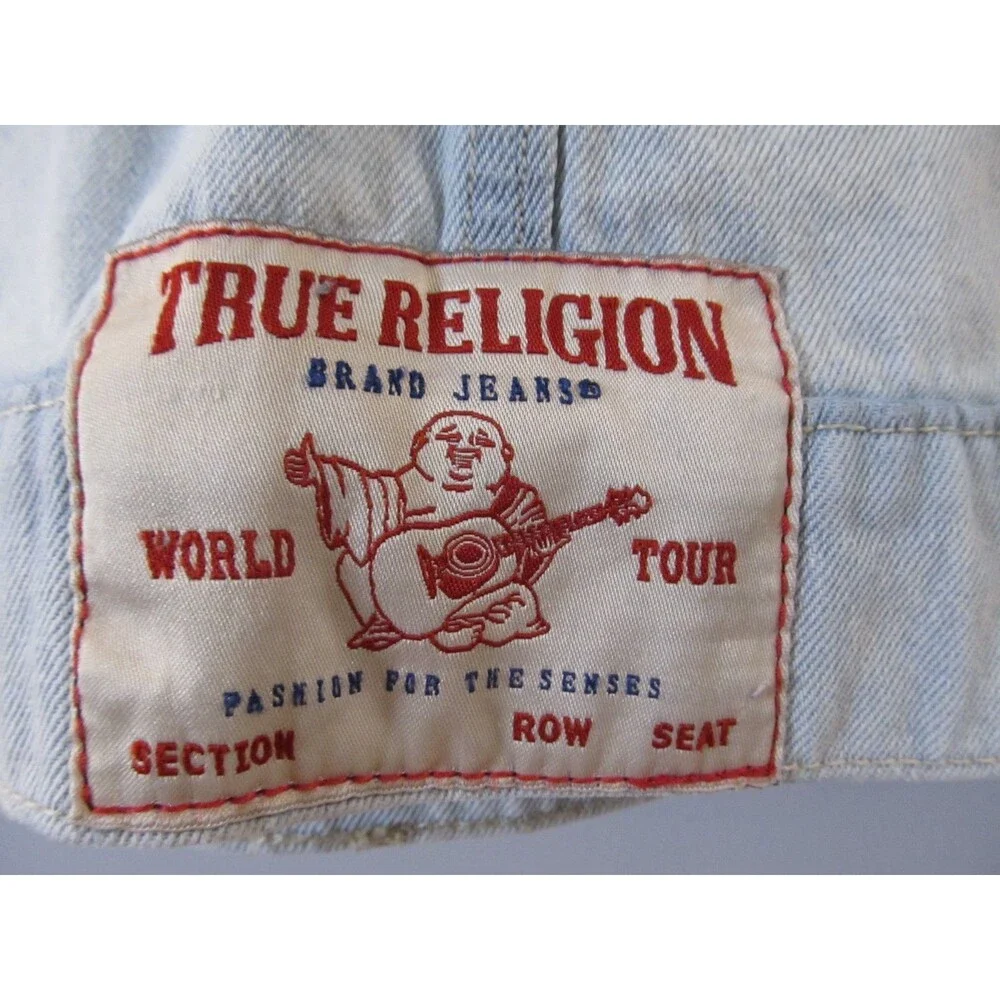True Religion Denim Trucker Jacket Mens M Light Wash Jean Jacket